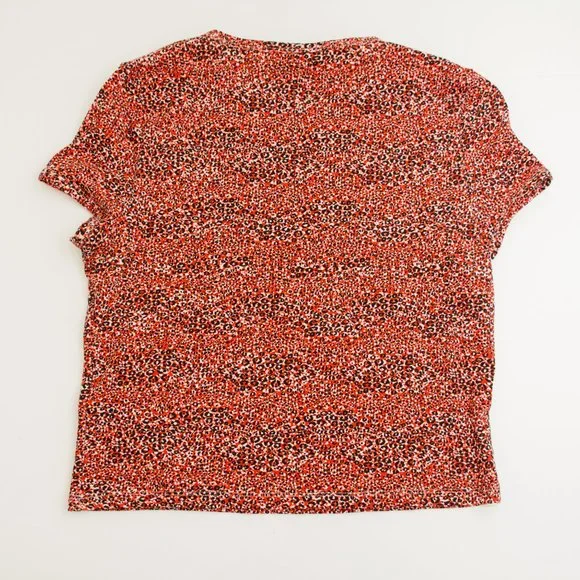 Topshop Red Cheetah Animal Print Shirt with Cap Sleeves - Picture 2 of 4